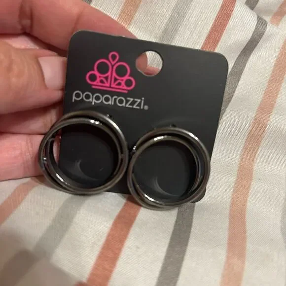 Paparazzi Black Hoop Earrings - Picture 7 of 14